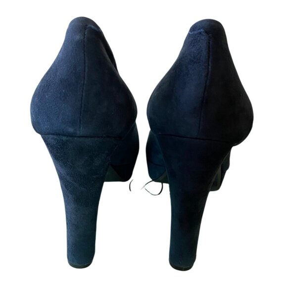 Jessica Simpson Navy Blue Suede Platform Heels Size 9B - Picture 4 of 9